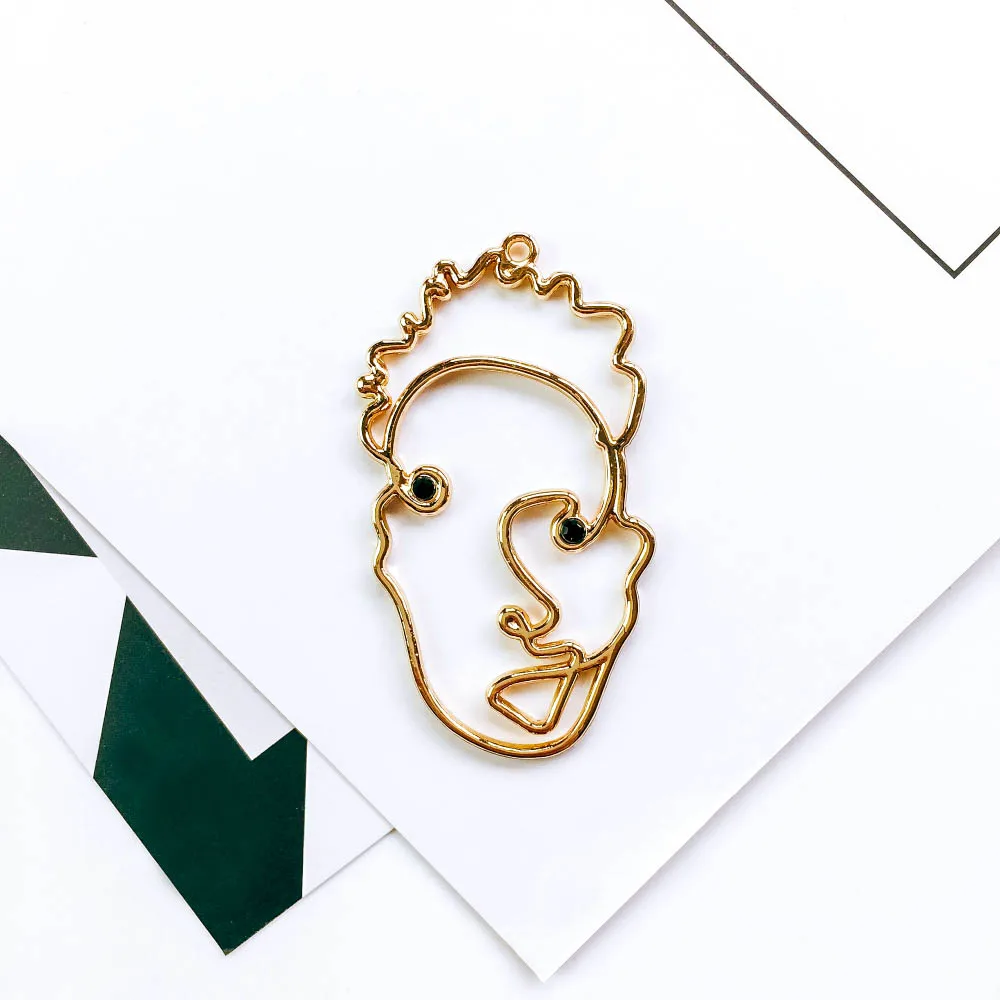 Подвеска в виде человеческого лица серебристого цвета позолоченная для ожерелья