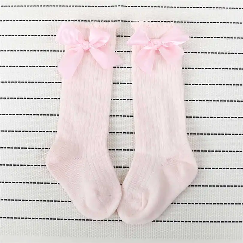 pink bow Винтаж кружевные носки из хлопка для маленьких девочек, гольфы детские Нескользящие носки-тапочки для маленькой принцессы гетры - Цвет: pink bow
