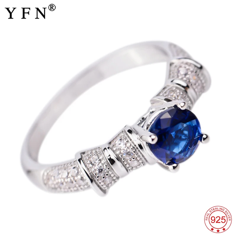 

Женское кольцо с голубым кристаллом, очаровательное кольцо из 100% настоящего серебра 925 пробы, модные ювелирные изделия и аксессуары в подар...