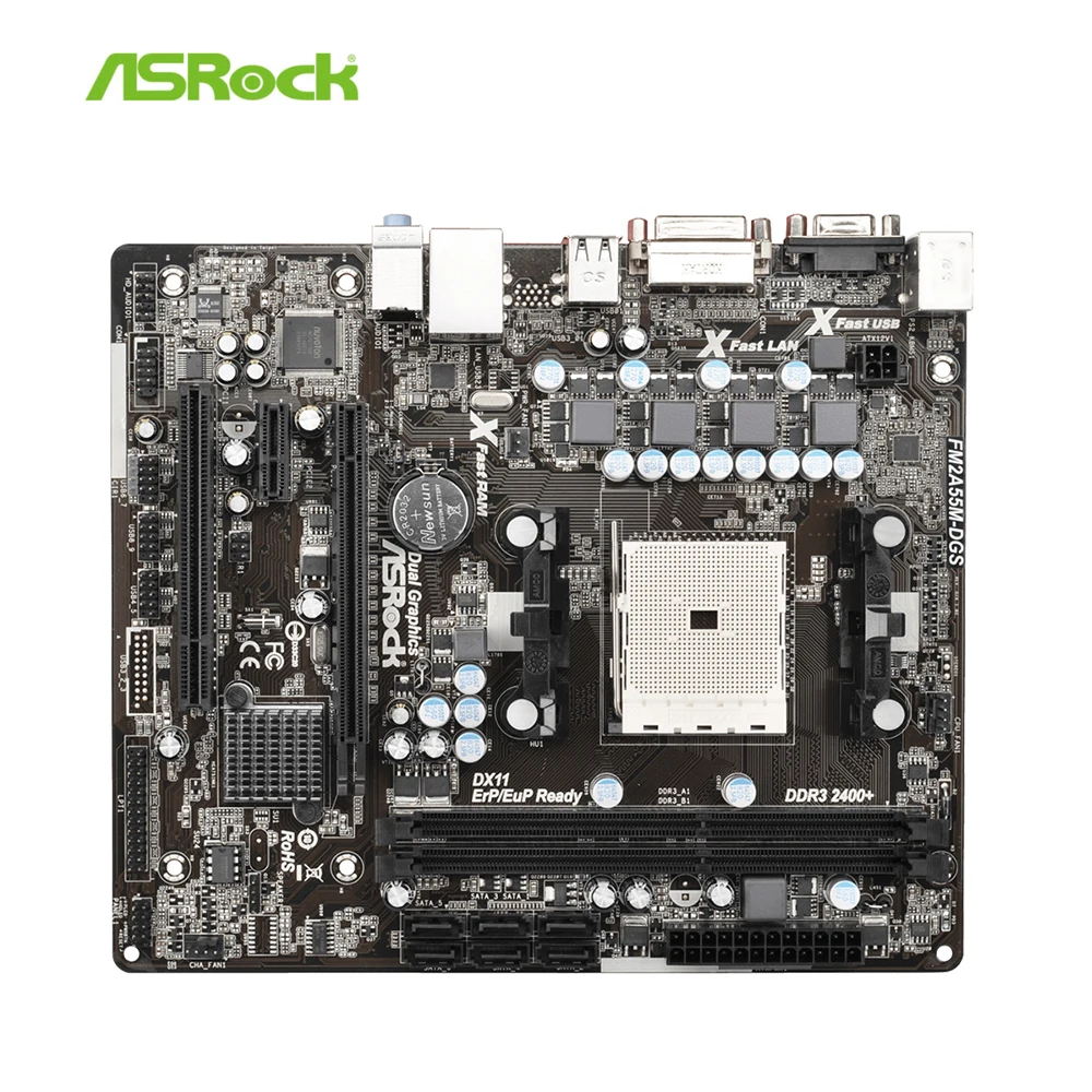 ASRock оригинальная FM2A55M-DGS материнская плата A55 разъем FM2 поддерживает DDR3 32 ГБ/для AMD A4/A6/A8 ЦП