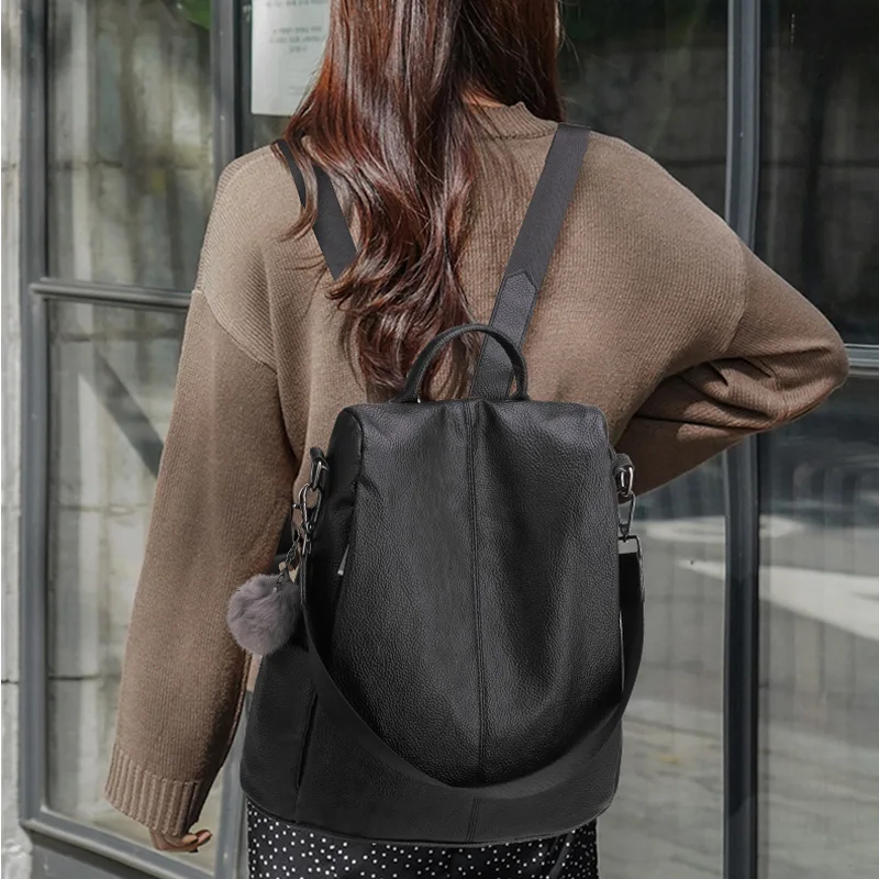 Черный рюкзак Nevenka женские кожаные рюкзаки большие дорожные школьные для девочек