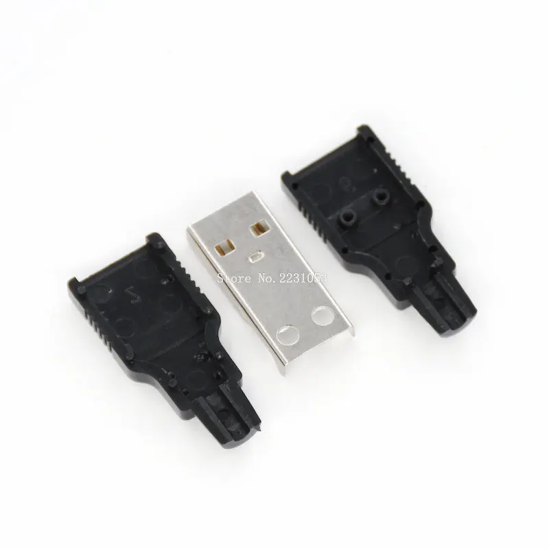 10 шт./лот Тип A входящий штекер USB 4 Pin разъем с черной Пластик крышка USB разъем