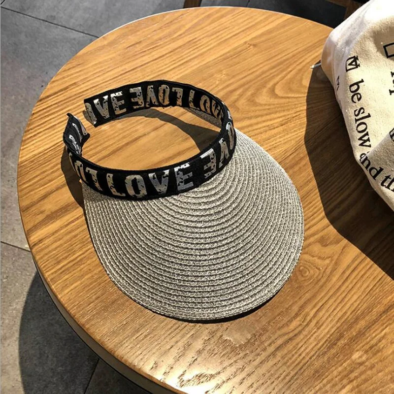Шляпа женская Соломенная с буквенным принтом Солнцезащитная Панама широкими