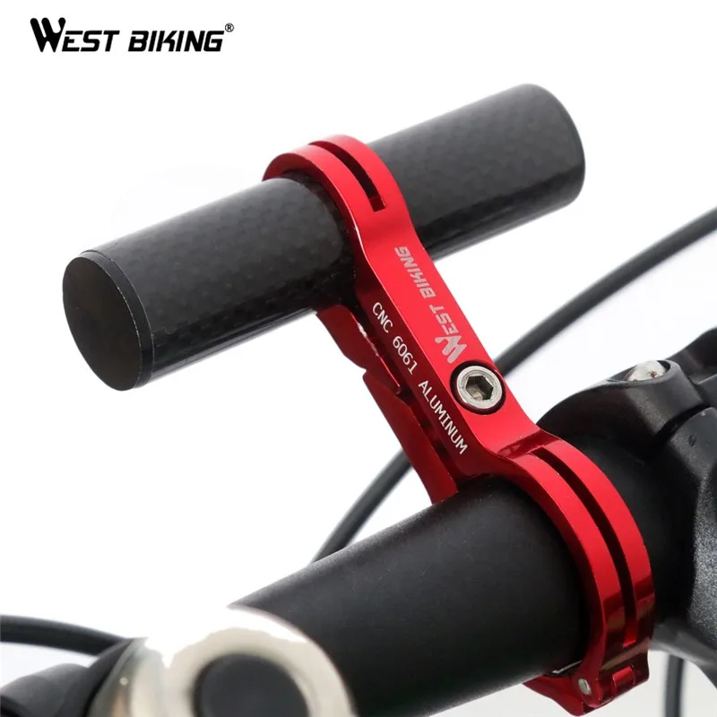 WEST BIKING карбоновая велосипедная ручка удлинитель крепление ЧПУ Алюминиевый расширитель держатель светильник держатель для компьютерной лампы зажим 31,8 мм