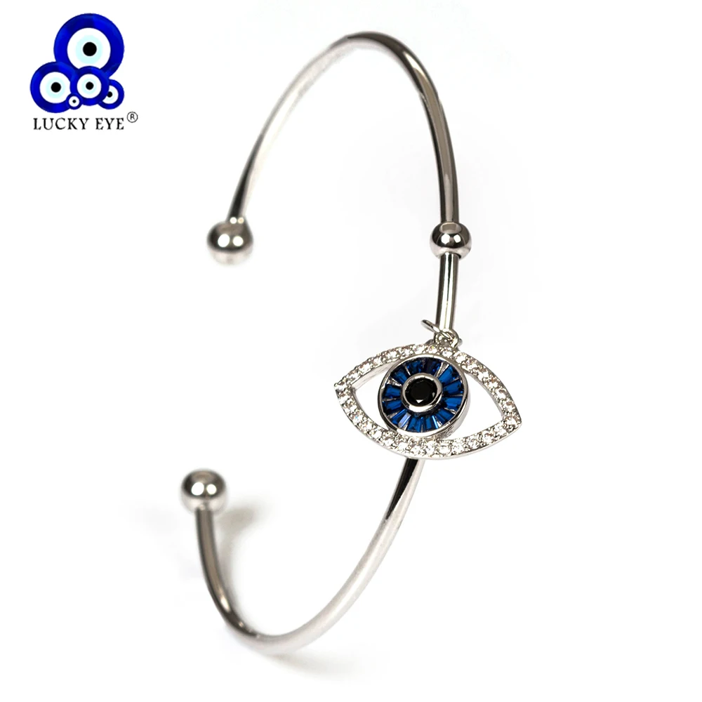 Женский браслет с голубым злом Lucky Eye Открытый из титановой стали роскошное