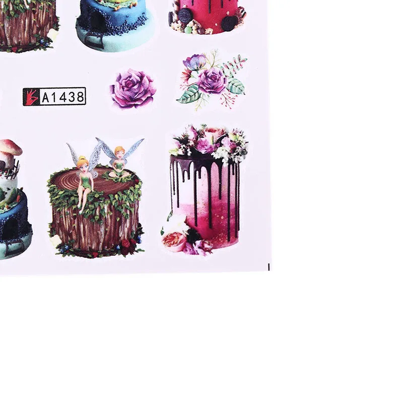 

24pcs/pack Mixed Colorful Designs Cake Ice Cream Nail Sticker Women Makeup Water Tattoos Nail Art Decals Decor