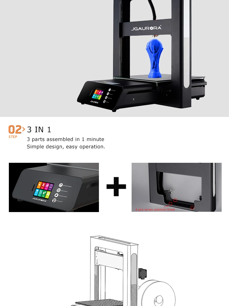 12 шт./лот JGAURORA A5S 3d принтер DIY наборы, печать, отключение питания, нити, обнаружение 3D Drucker с питанием