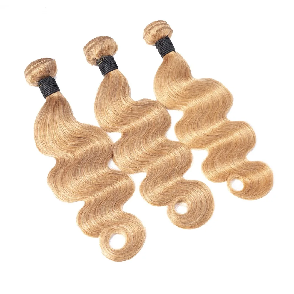 Перуанские пучки волос цвет 27 медовый блонд объемные волнистые предложения 3