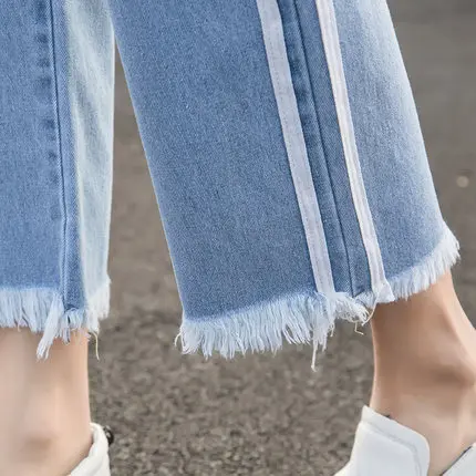 Женские джинсы с высокой талией и широкими штанинами Новинка 2018 года свободные