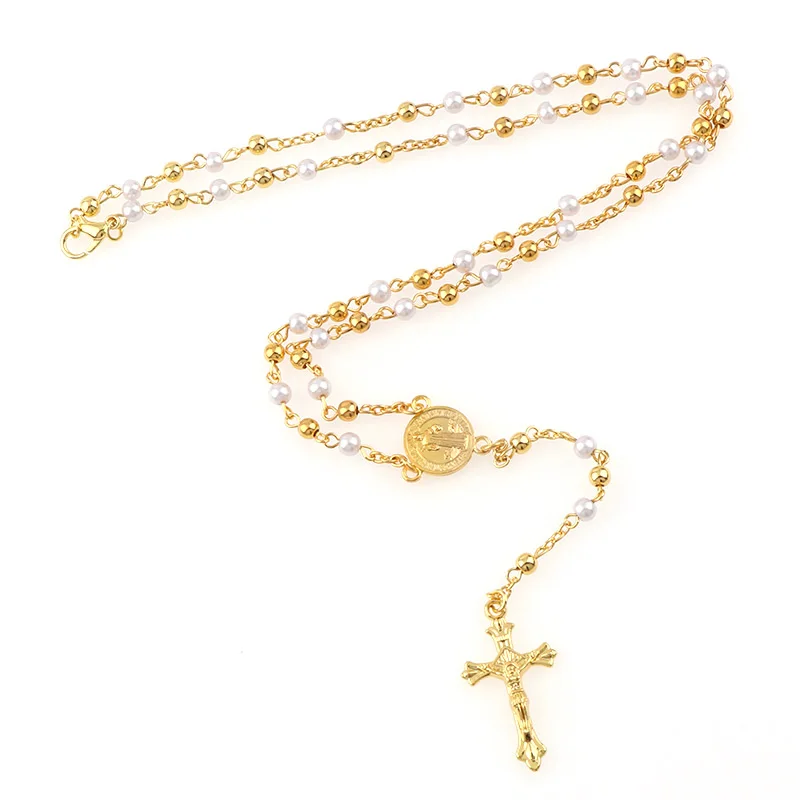 Католические Четки 4 мм металлические и жемчужные бусины ожерелье ювелирные