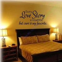 wall stickers home decor english quote every love story is beautiful vinyl lettering words wall art quote sticky decals