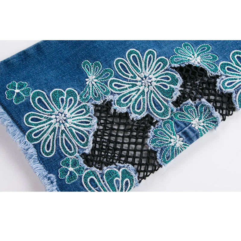 Лидер продаж 2019 Брендовые расклешенные брюки с вышивкой женские узкие джинсы в