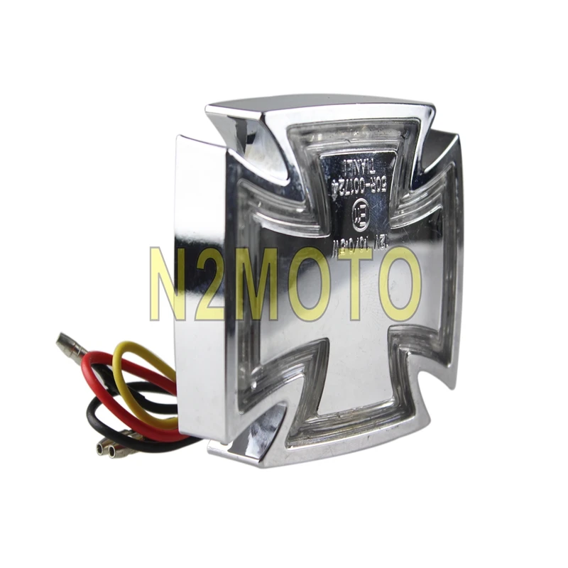 E mark мотоцикл хром на заказ Мальтийский красный светодиод крест задний фонарь