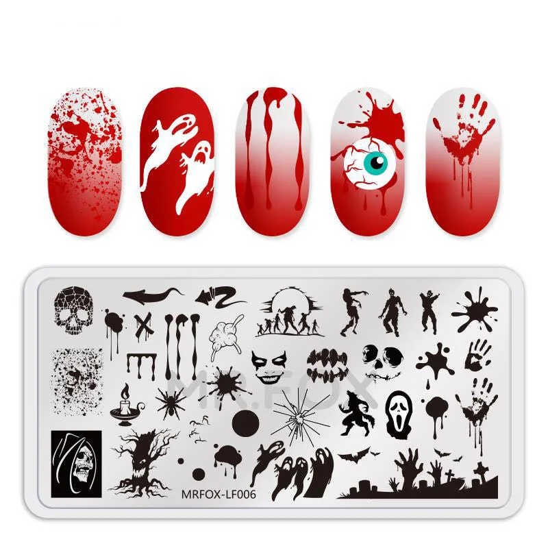 Шаблоны тиснения ногтей собака кошка животное Рождество Хэллоуин шаблон