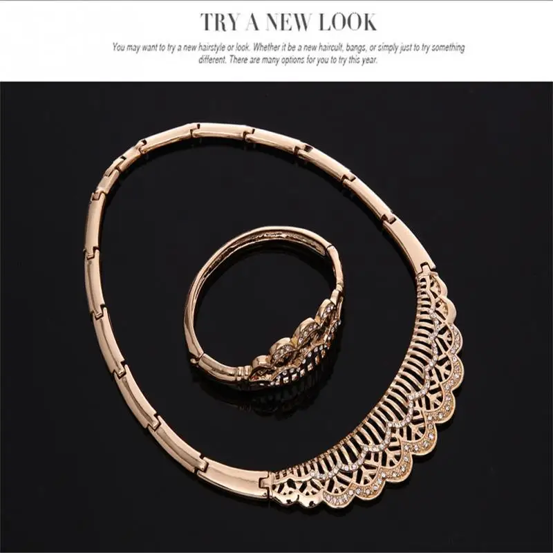 Розовое Золото Ювелирные наборы для Для женщин свадебные Дубай Свадебные