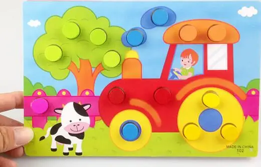 Farm 1 Набор Монтессори Деревянные игрушки Танграм/головоломка мультфильм животных деревянные головоломки доска Дети Обучающие Игрушки для раннего развития для детей - Цвет: Farm