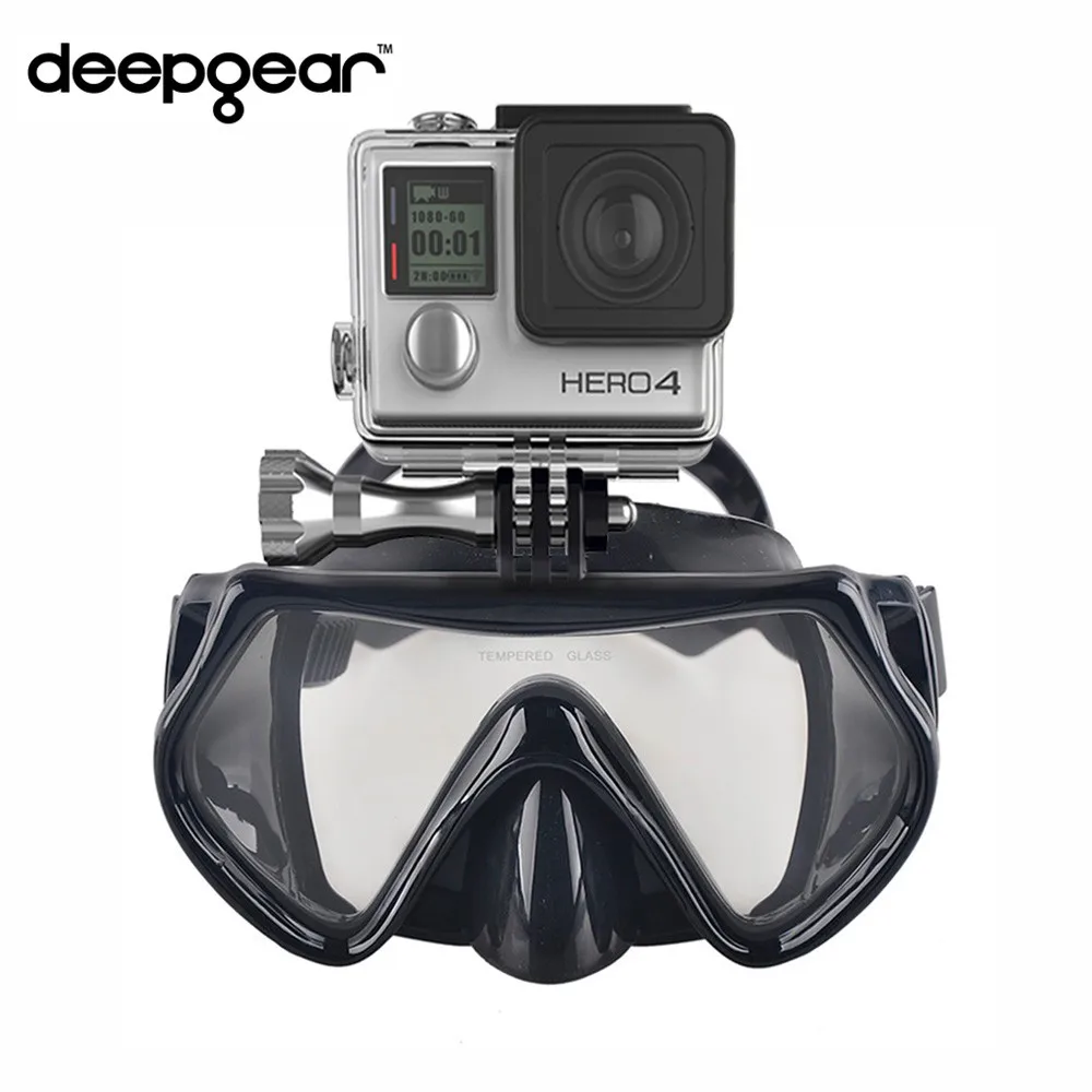 Deepgear крепление для камеры Маска для подводного плавания из закаленного стекла профессиональная маска для подводного спорта Подводное снаряжение и оборудование