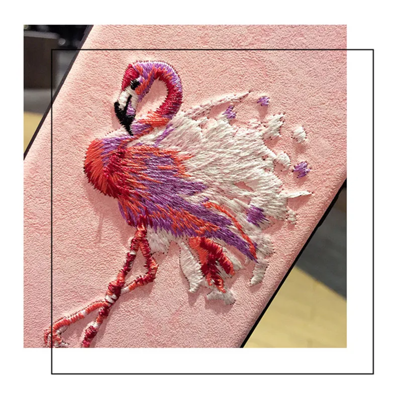 3D Вышивка кожаный чехол для телефона для iphone 6 6S 7 8 Plus Рождество Лось Олень Фламинго силиконовый чехол для iphone X XS чехол для MAX XR