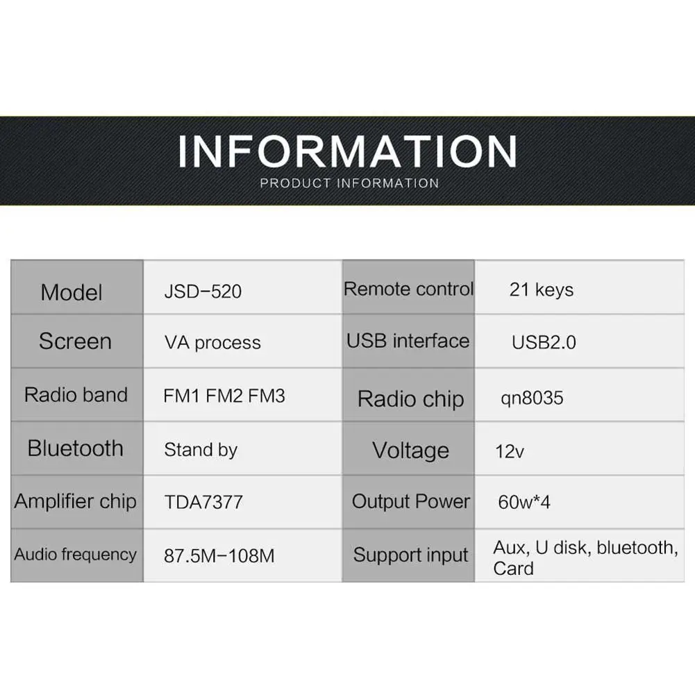 Автомобильный Радио Bluetooth стерео плеер MP3 USB/SD/FM USB радио Aux вход приемник Hands-free