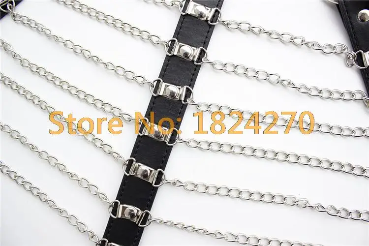 Женское нижнее белье из искусственной кожи с металлической цепочкой и открытой