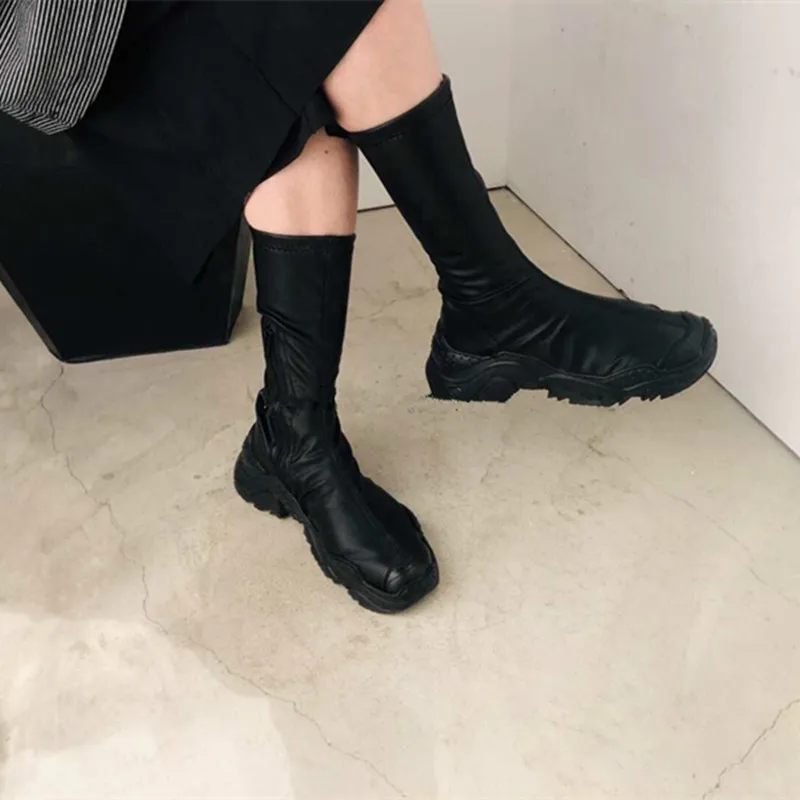 Женские ботинки на толстой подошве эластичные спортивные для досуга обувь