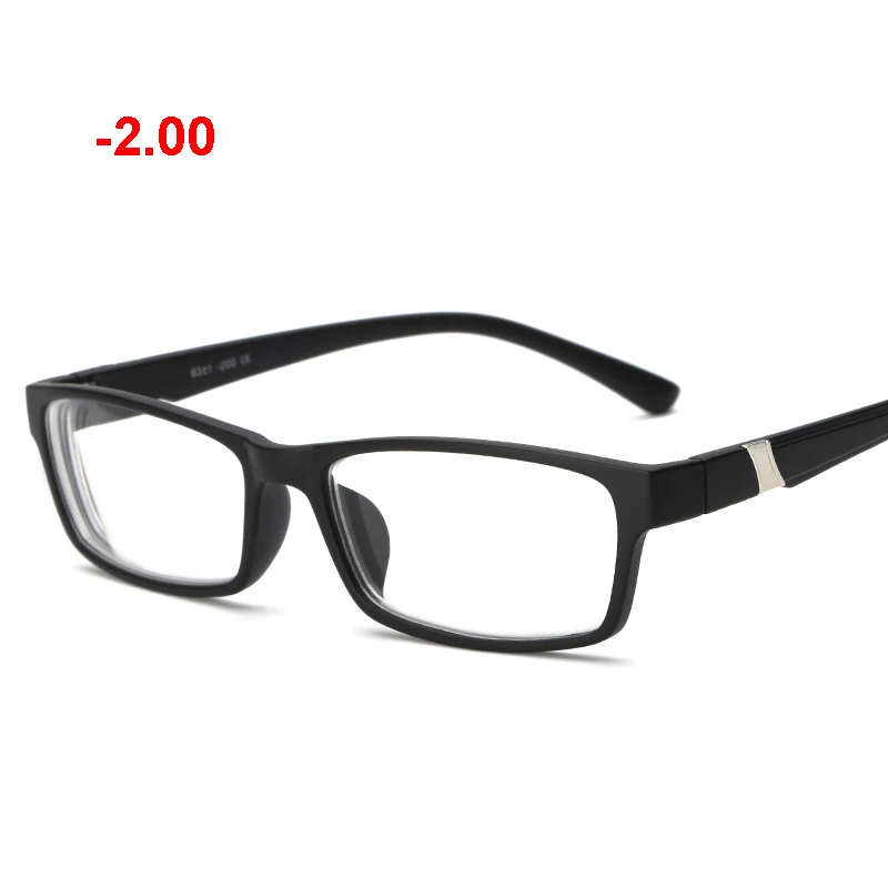 black -2.00 Готовые очки для близорукости-1,0-4,0-4,50-5,00-5,50-6,0 очки для близорукости с памятью из смолы для мужчин и женщин очки для близоруких - Цвет оправы: black -2.00