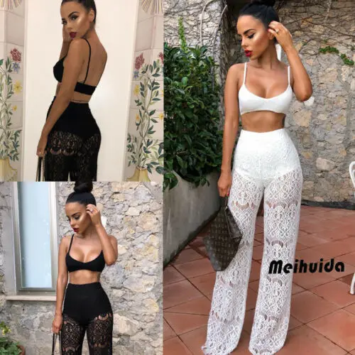 Женский укороченный топ и длинные штаны комплект из двух предметов комбинезон