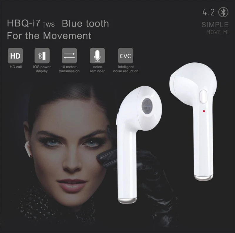 10 шт. оригинальные наушники HBQ i7 TWS настоящие беспроводные Мини Bluetooth V4.2 DER стерео
