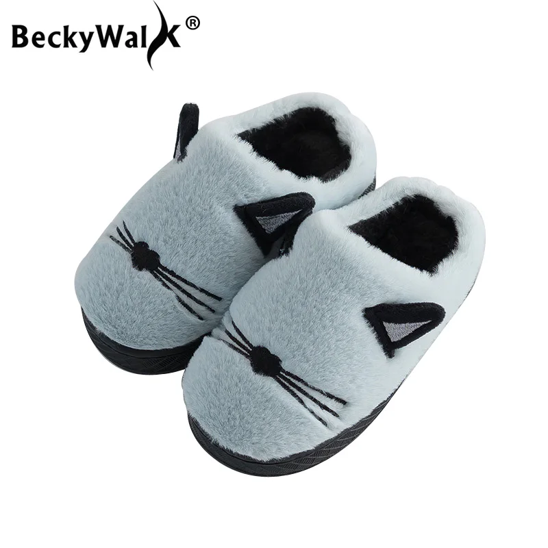 BeckyWalk/2018 сезон осень зима детские тапочки теплая хлопковая домашняя обувь для