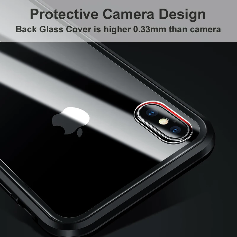 360 Full Body Magnetic Glass Case For Apple coque iPhone 7 8 Plus X XS Max Metal Bumper Cover etui 8Plus 7Plus |