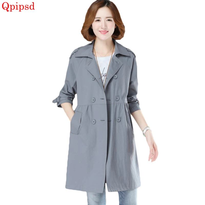 Женские двубортные длинные ветровки весенне-осенние женские тренчи женская