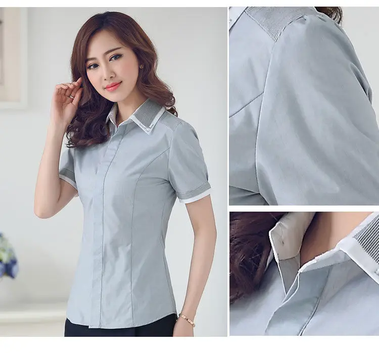 Женская Элегантная блузка с коротким рукавом белая синяя кружевная топы для