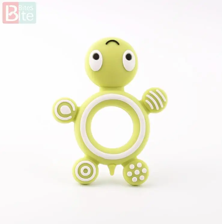 Tortoise-lime green Кусачки 1 шт. Силиконовые Прорезыватели для зубов Единорог Пищевой Силиконовый грызунок для малышей кусачки крошечный стержень Товары для малышей BPA бесплатно мультфильм детский Прорезыватель - Цвет: Tortoise-lime green