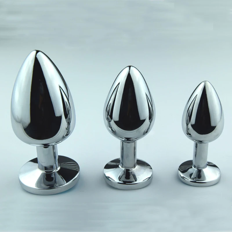 Анальная пробка из нержавеющей стали со стразами и металлическим блеском