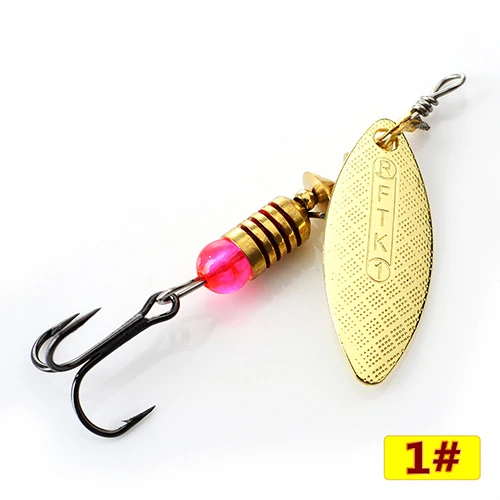gold1 FTK 1 шт. 1#2#3#4#5# Спиннер приманка с бусинами с тройными крючками для приманки для ловли щуки - Цвет: gold1