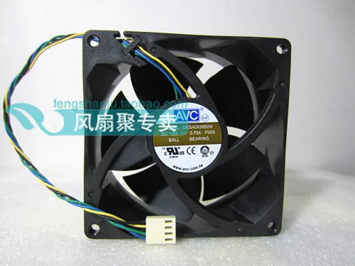 Новый оригинальный вентилятор Охлаждения AVC DESA0938B2M 12V0.75A 9 см 9238 4 контактный