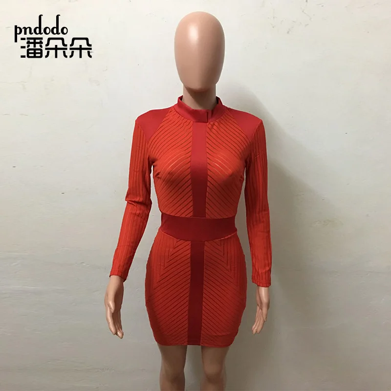 Pndodo 2018 с длинными рукавами в стиле пэчворк высоким плотно облегающим шею