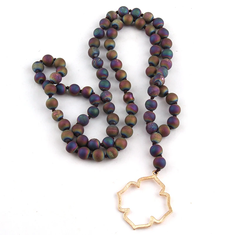 Бесплатная доставка модные ожерелья из натуральной друзы с длинным узлом |