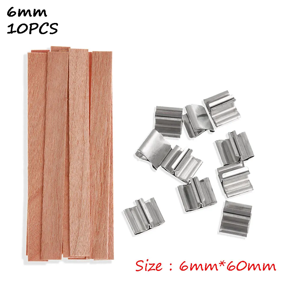 6mm-10pcs 10 шт. деревянный фитиль воск свеча ядро квадратный подсвечник Sustainer вкладки подставка сплав DIY ремесло масляные лампы Вечерние - Цвет: 6mm-10pcs