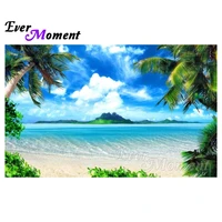 ever moment 5d diy diamond embroidery seaside coconut tree full square drills artwork home decoration diamond painting asf1205