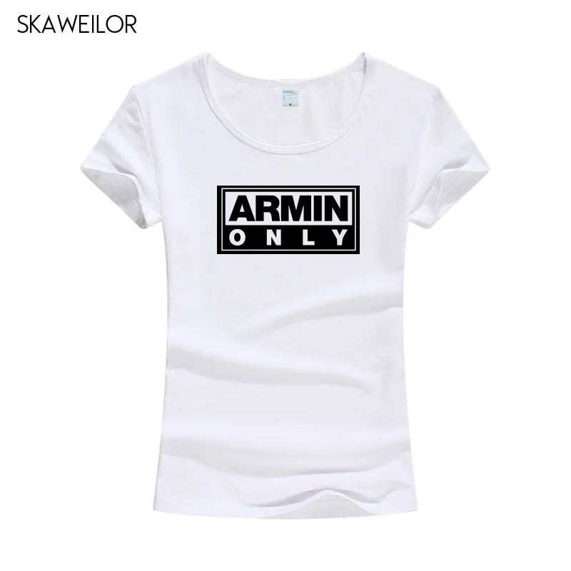 Armin Van Buuren Футболка с принтом женские летние топы с короткими рукавами футболки хлопковые повседневные облегающие футболки Camiseta Femenina - Цвет: White