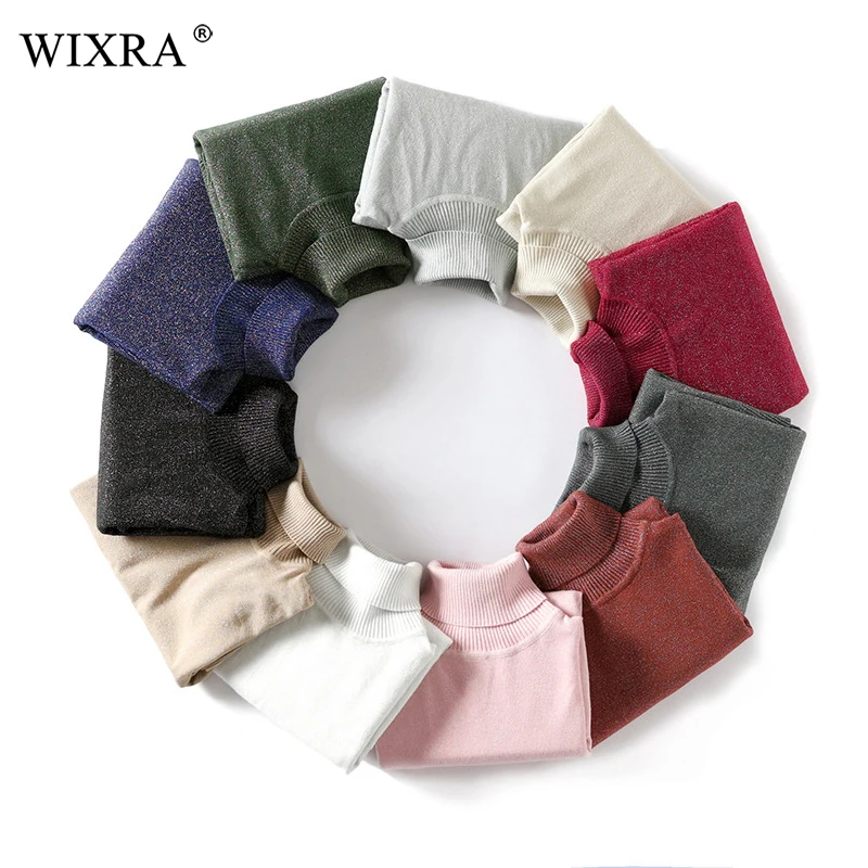 Wixra Women Winter Spring All base Match Turtleneck Sweater Slim Elasticity Pullovers Solid Color Womens Clothing | Женская одежда