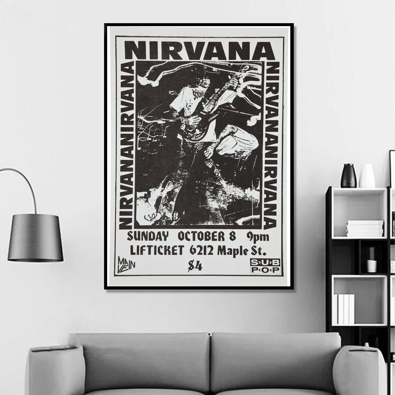 Nirvana/Omaha lifticet Lounge концертный плакат(основная Жилка, 1989) редкая музыка плакат домашний Декор стены искусства холст печать