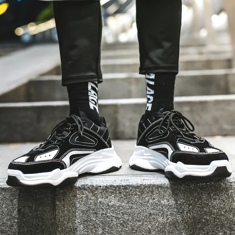 Кроссовки мужские на толстой подошве Вулканизированная подошва дышащие