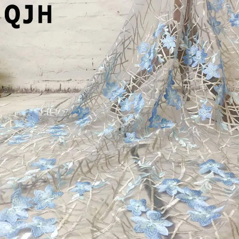 1 ярд QJH горячая Распродажа французское кружево дешевая африканская светло