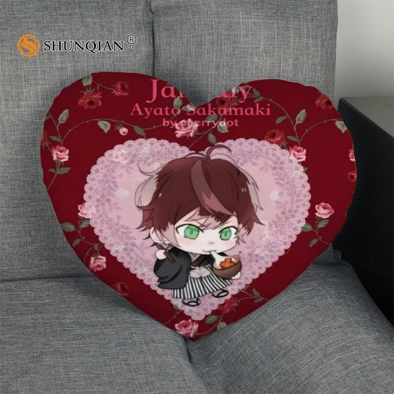 Белый Наволочка на заказ DIABOLIK LOVERS в форме сердца, Подушка на молнии, чехол, лучший подарок, размер 41x36 см, 47x42 см - Цвет: Белый