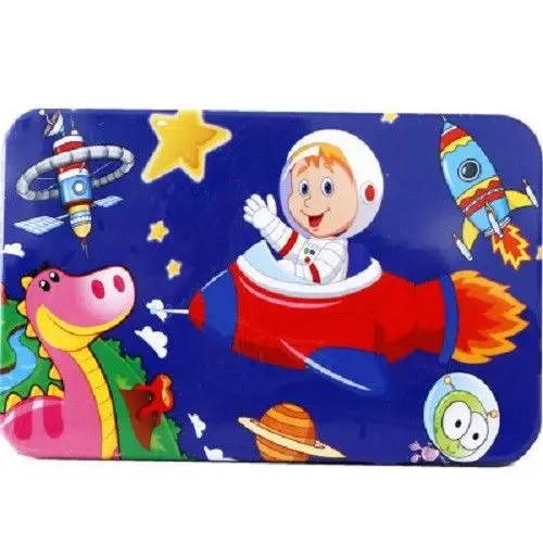 Universe-60pcs Монтессори деревянная настольная игра-головоломка штук с металлической коробкой 60/100/200 шт. Juguetes IQ образования детей 3 лет с принтом Бэтмена из мультфильма животное - Цвет: Universe-60pcs