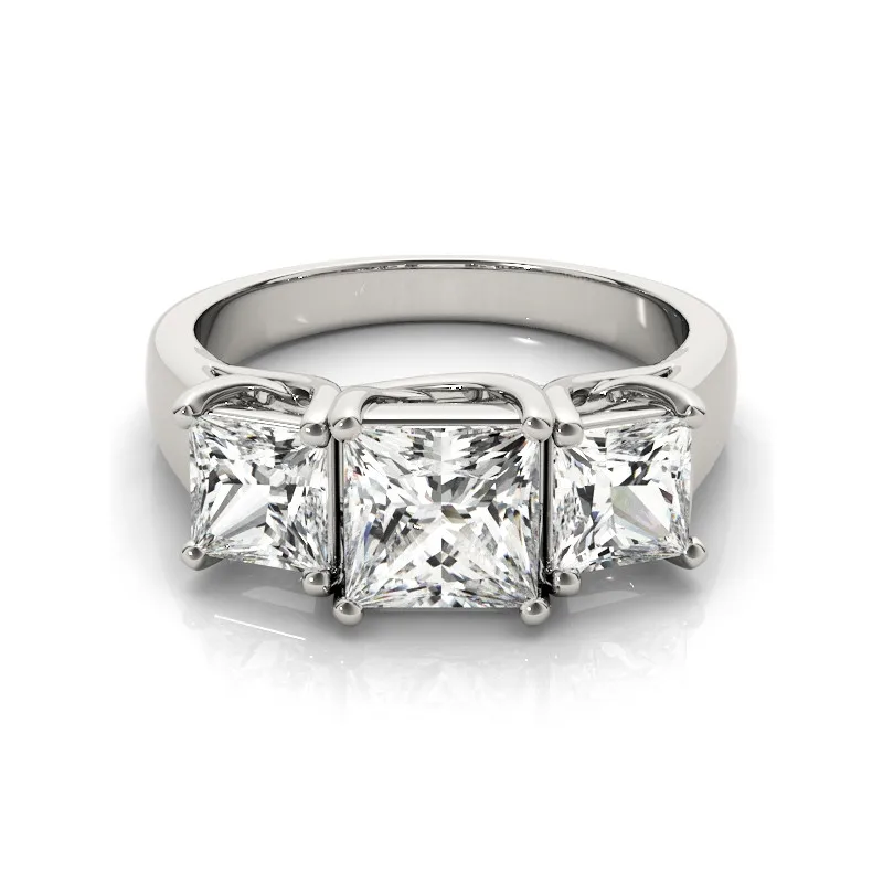 AINUOSHI 925 стерлингового серебра для женщин обручальное кольцо 1.25ct принцесса вырезать три кольца камни юбилей прекрасные ювелирные изделия