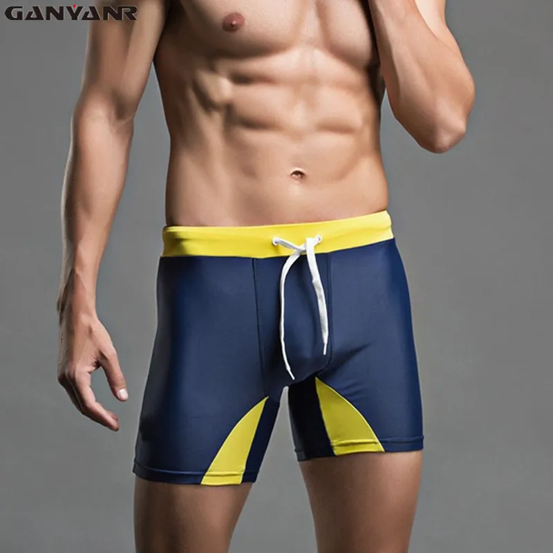 Ganyanr бренд Мужская одежда для плавания пикантные Для мужчин Плавание костюмы S