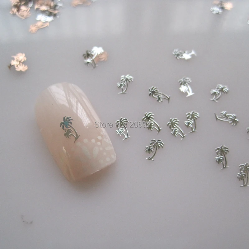 MS272-1 100 шт Серебряная Милая двойная Пальма металлическая наклейка для дизайна